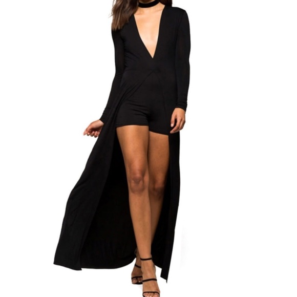 LAST ONE LARGE Black maxi romper - Picture 2 of 5